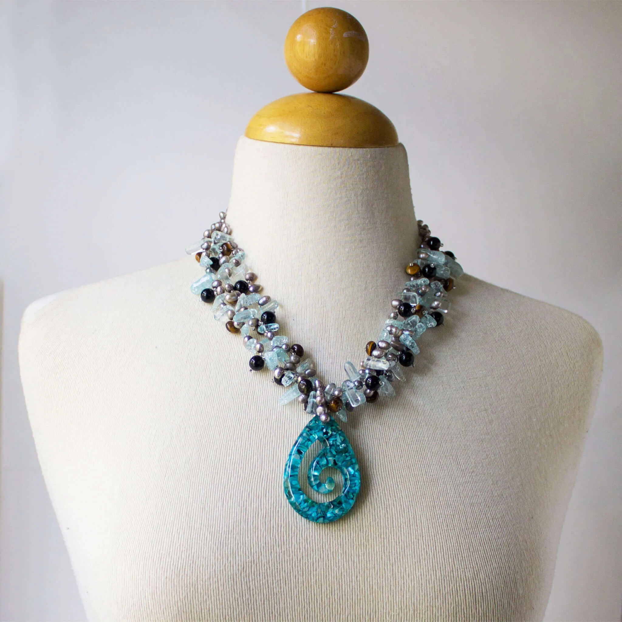 Crystal Blue Drop Necklace