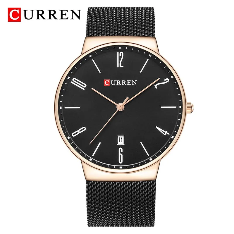 CURREN Fashion Men Watches Quartz-Watch Men Slim Business Wristwatch Luxury Stainless Steel Waterproof Watch Male Clock Analog