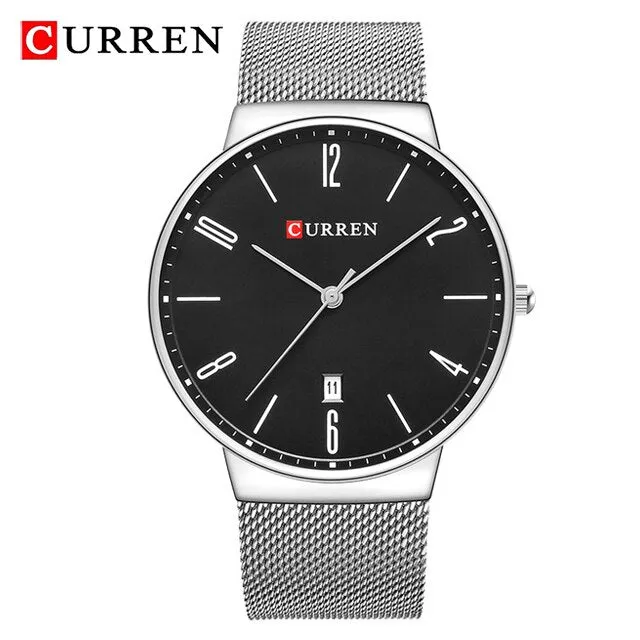 CURREN Fashion Men Watches Quartz-Watch Men Slim Business Wristwatch Luxury Stainless Steel Waterproof Watch Male Clock Analog