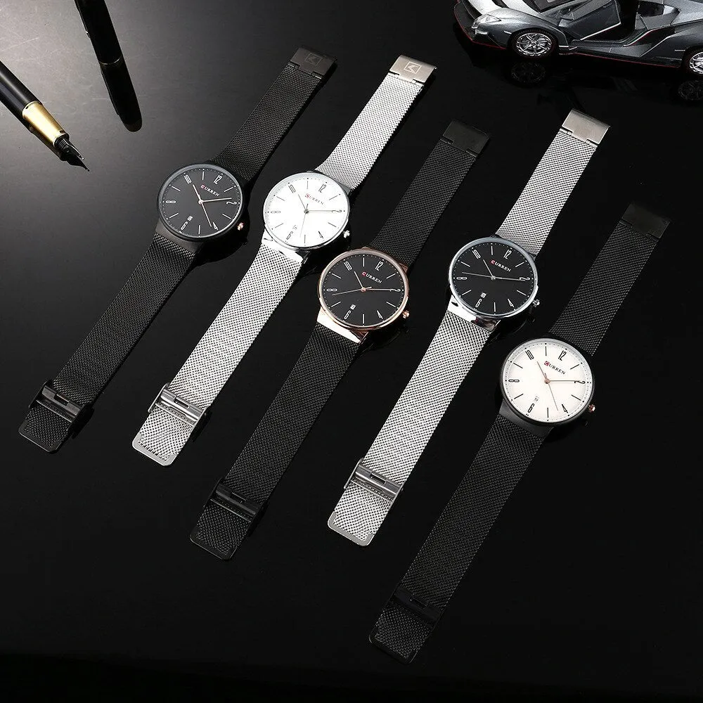 CURREN Fashion Men Watches Quartz-Watch Men Slim Business Wristwatch Luxury Stainless Steel Waterproof Watch Male Clock Analog