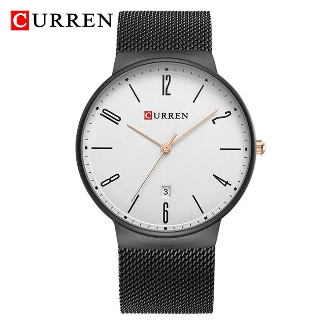 CURREN Fashion Men Watches Quartz-Watch Men Slim Business Wristwatch Luxury Stainless Steel Waterproof Watch Male Clock Analog