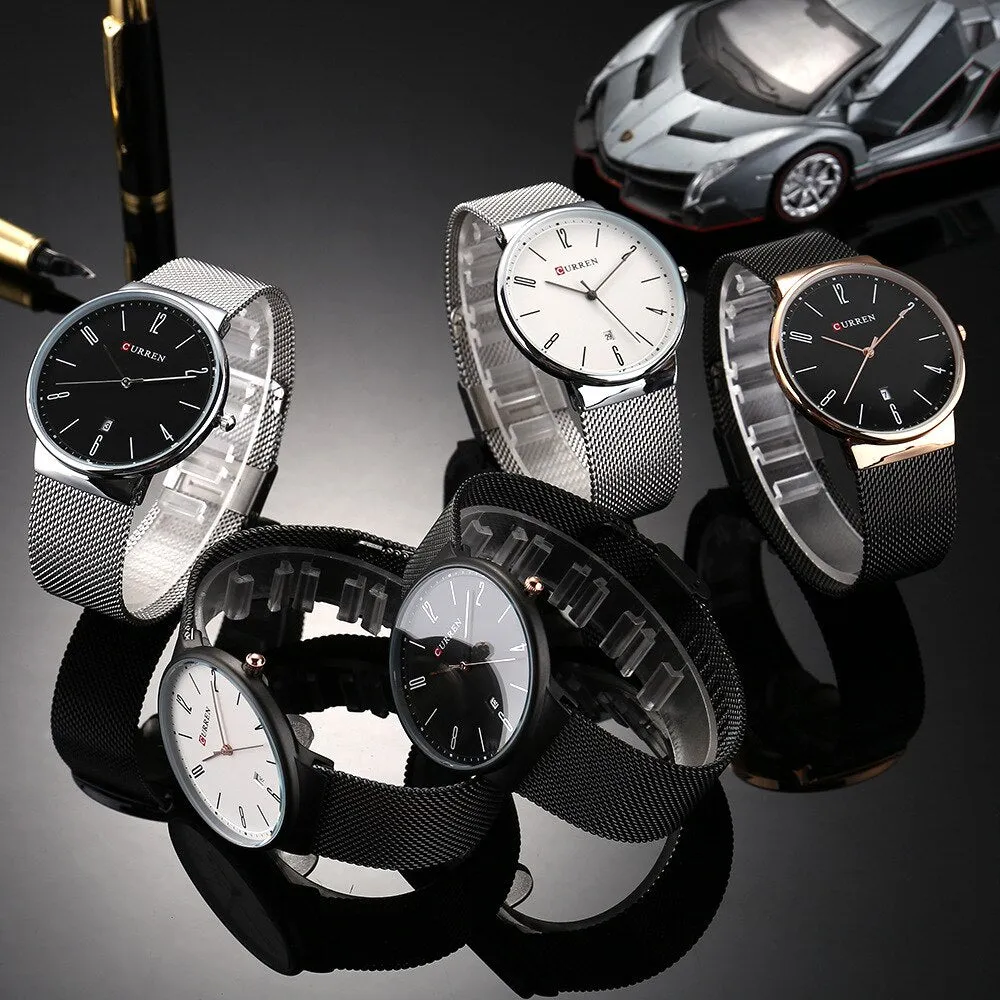 CURREN Fashion Men Watches Quartz-Watch Men Slim Business Wristwatch Luxury Stainless Steel Waterproof Watch Male Clock Analog