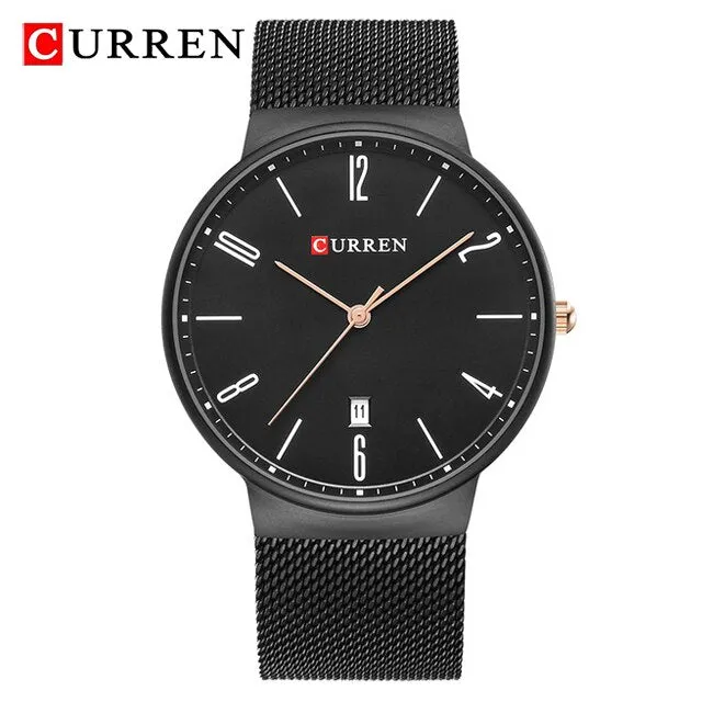 CURREN Fashion Men Watches Quartz-Watch Men Slim Business Wristwatch Luxury Stainless Steel Waterproof Watch Male Clock Analog