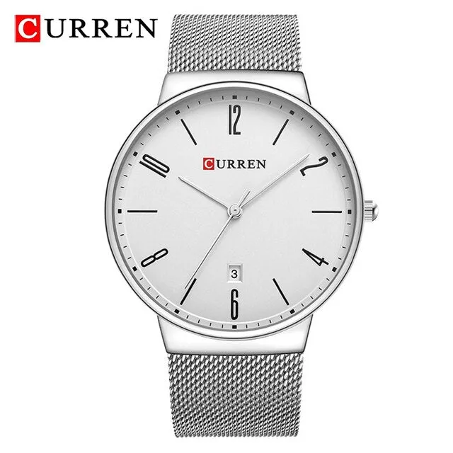 CURREN Fashion Men Watches Quartz-Watch Men Slim Business Wristwatch Luxury Stainless Steel Waterproof Watch Male Clock Analog