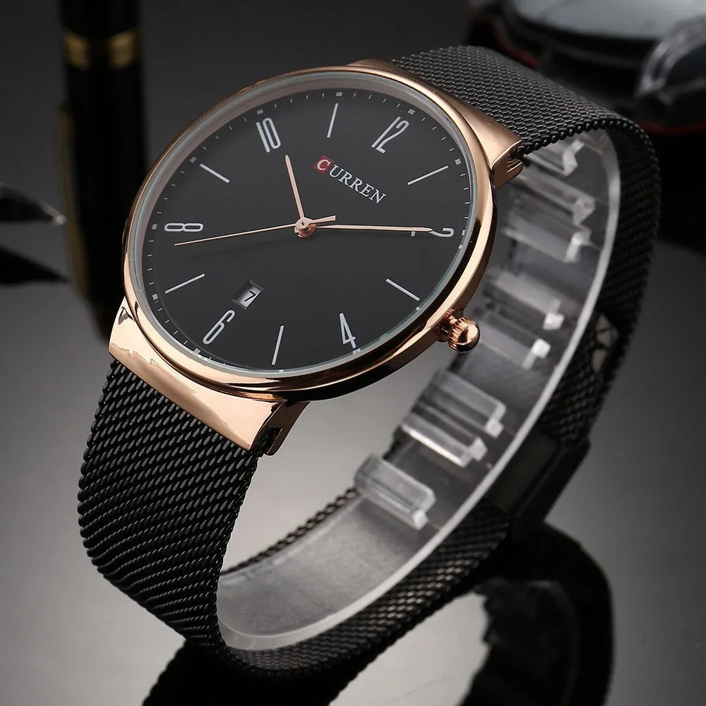 CURREN Fashion Men Watches Quartz-Watch Men Slim Business Wristwatch Luxury Stainless Steel Waterproof Watch Male Clock Analog