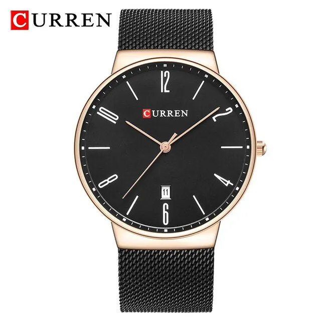 CURREN Fashion Men Watches Quartz-Watch Men Slim Business Wristwatch Luxury Stainless Steel Waterproof Watch Male Clock Analog