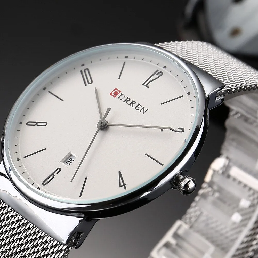 CURREN Fashion Men Watches Quartz-Watch Men Slim Business Wristwatch Luxury Stainless Steel Waterproof Watch Male Clock Analog