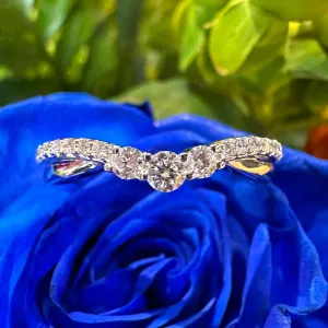 Curved Diamond Wedding Band 14K White Gold Ring
