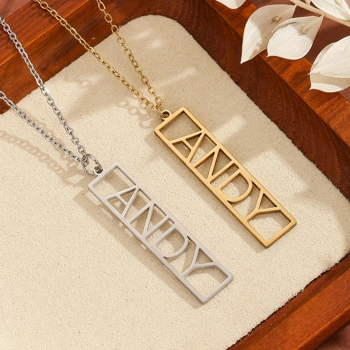 Custom Name Necklace English Font Pendant Stainless Steel