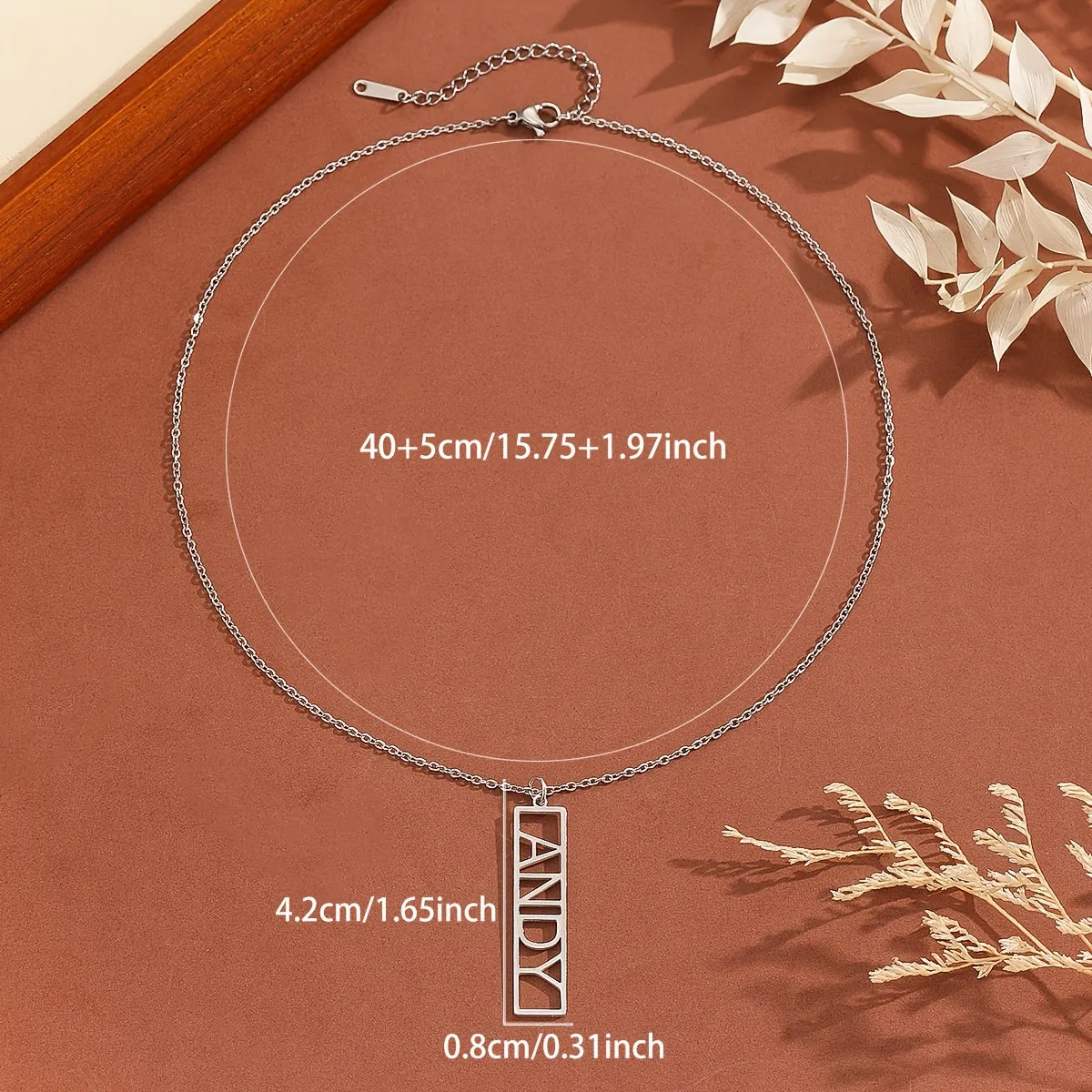 Custom Name Necklace English Font Pendant Stainless Steel