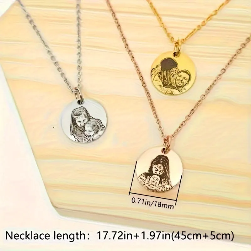Custom Photo Necklace - Portrait Pendant - Mother's Gift