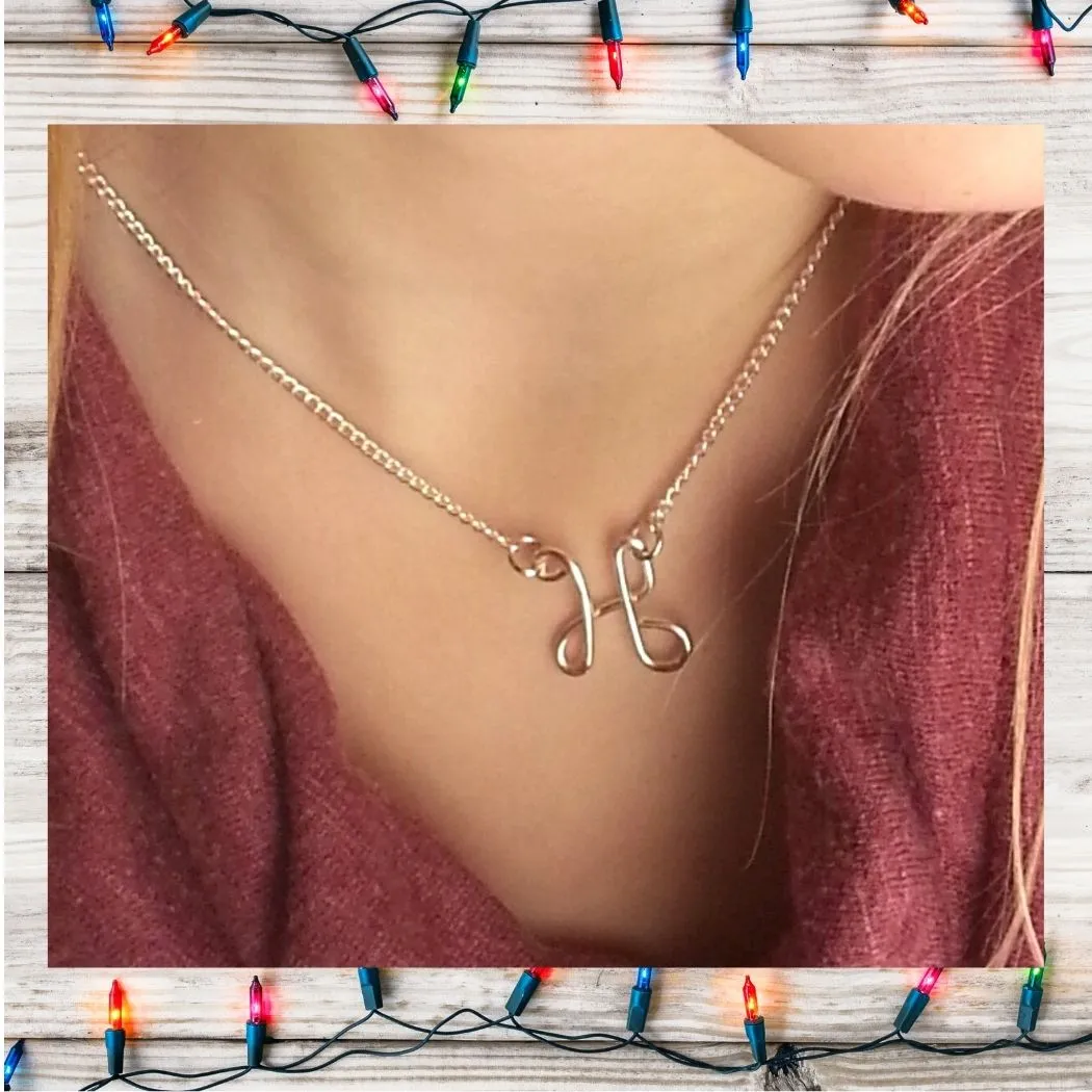 Custom Wire Name Necklace, Initial or Year