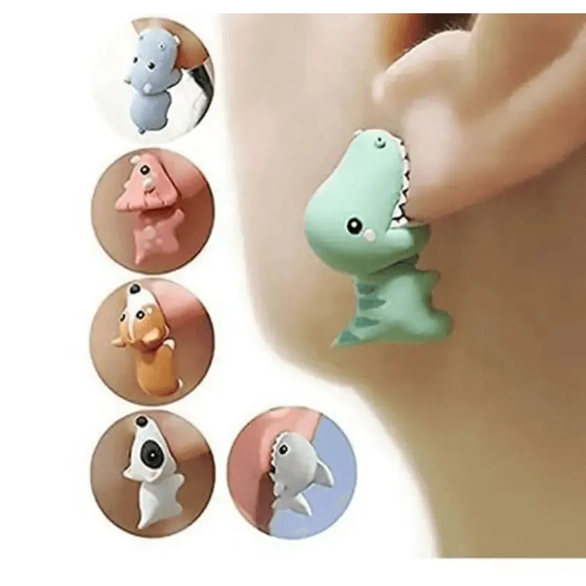 Cute 1 Pair Cartoon Animal Bite Earring Soft Earrings Stylish Bite Earrings Fashion Party Earrings Fun Ideal Gifts For Girls