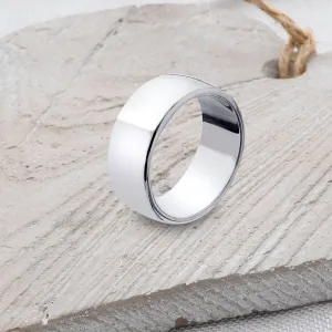 D-Shaped Solid 925 Silver Band - 8mm Wide