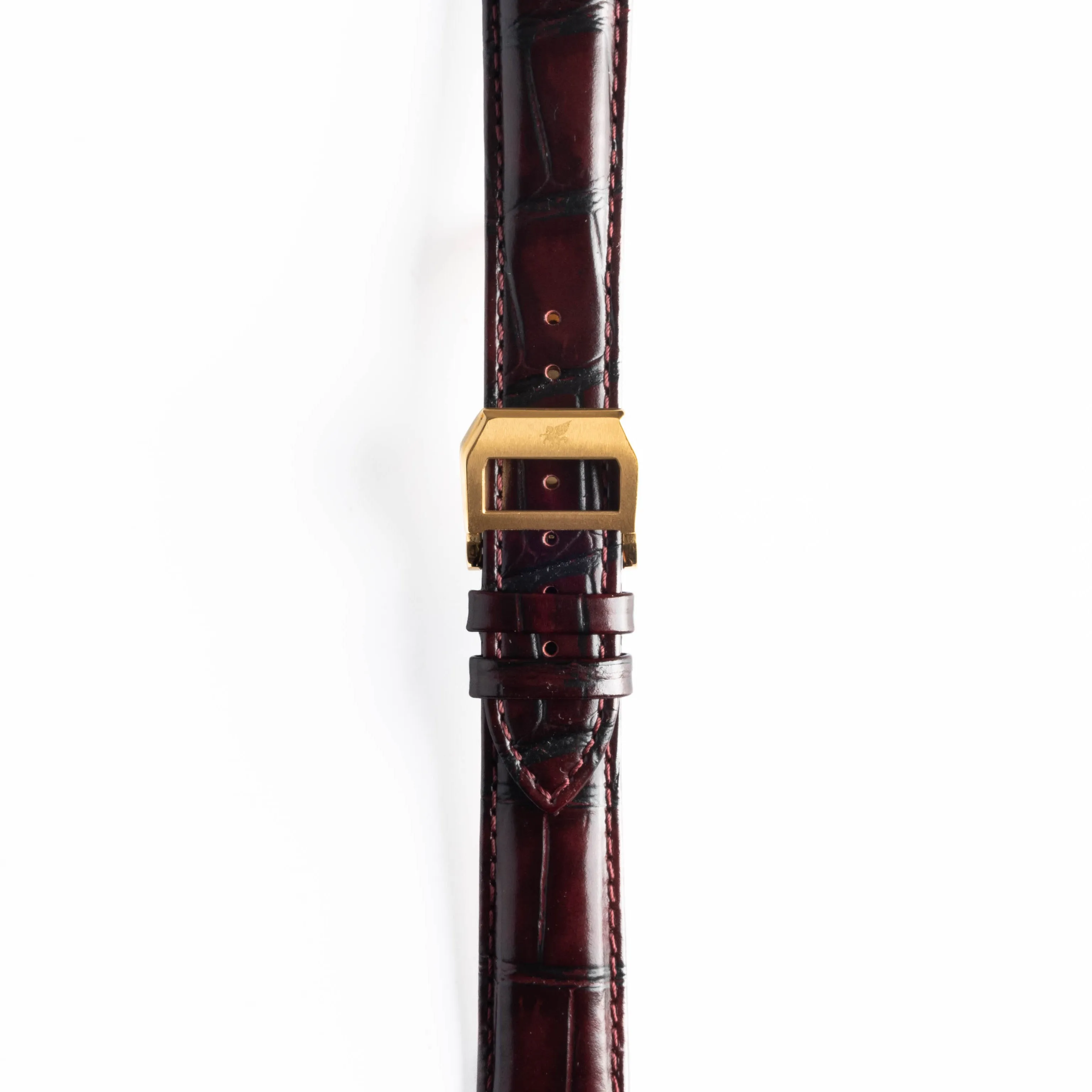 Dark Burgundy Crocodile Pattern Leather Strap