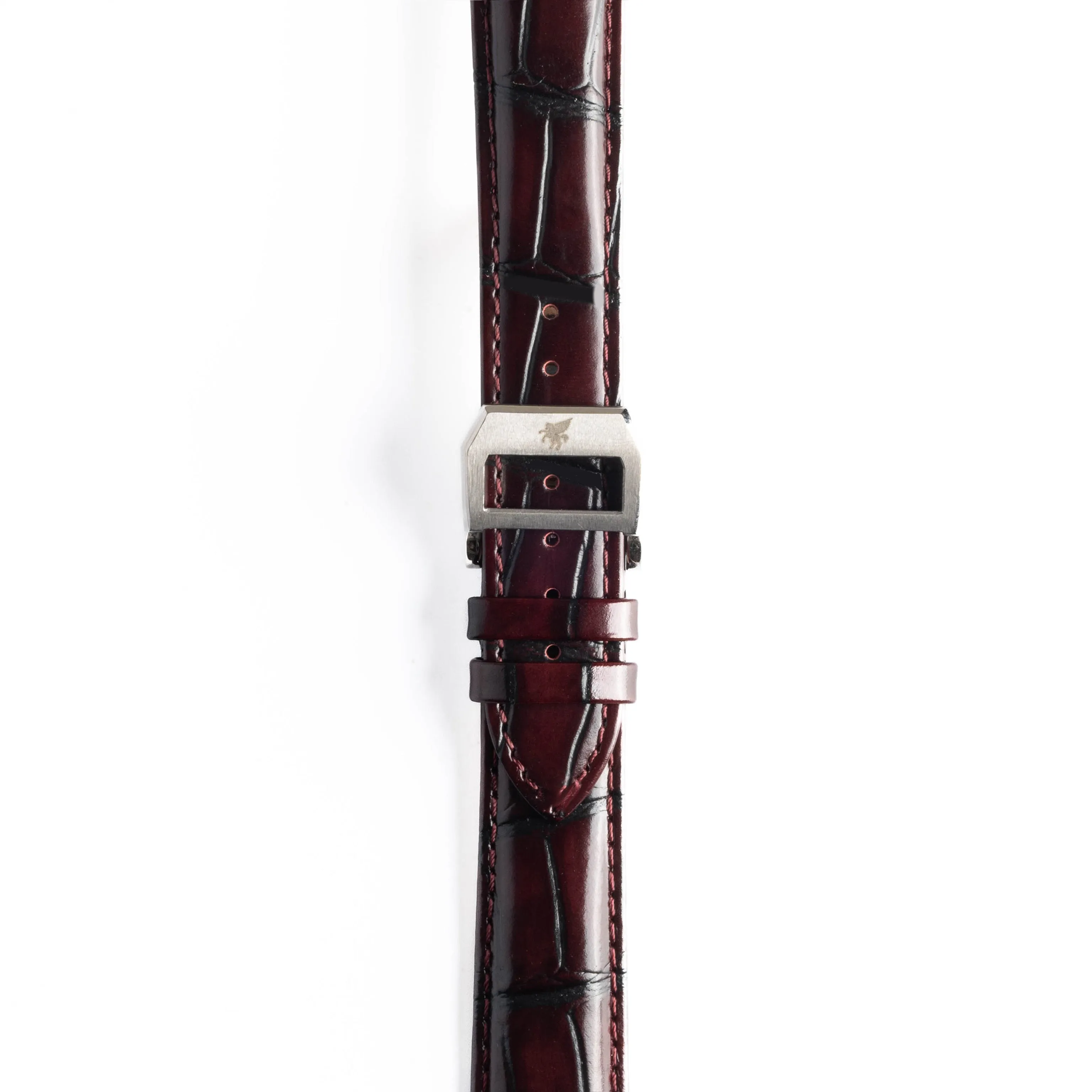 Dark Burgundy Crocodile Pattern Leather Strap