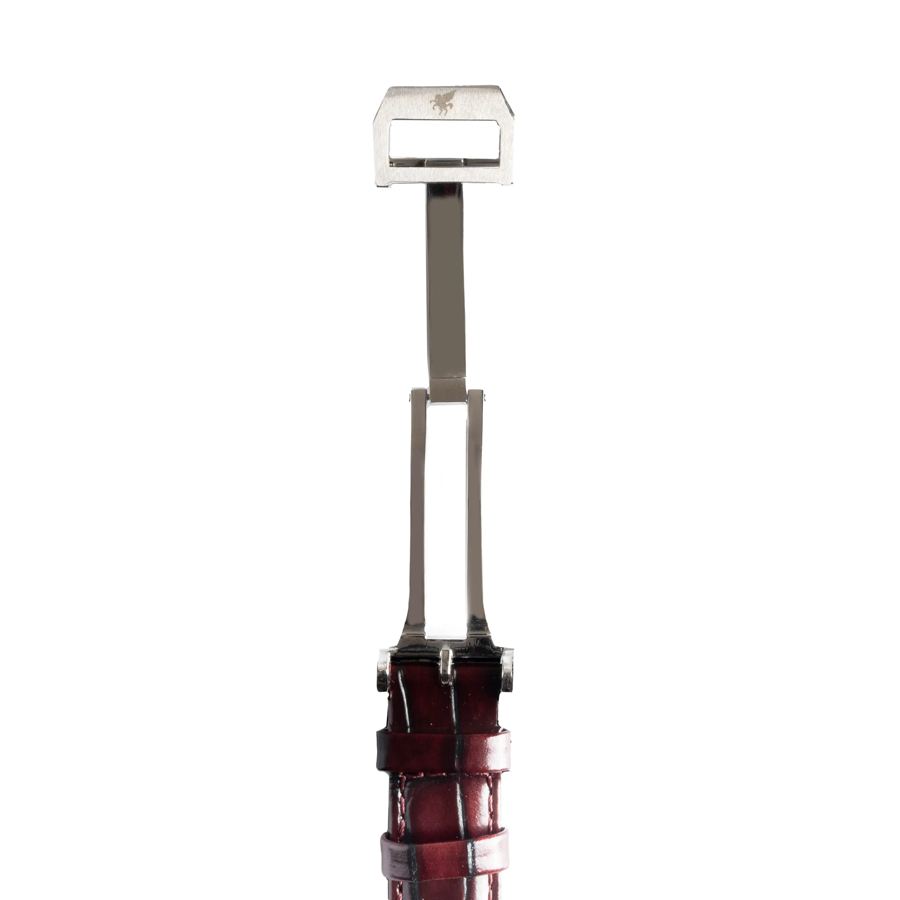 Dark Burgundy Crocodile Pattern Leather Strap