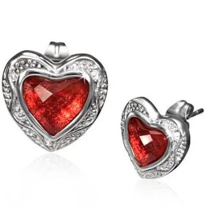 Detailed Red Heart Studs