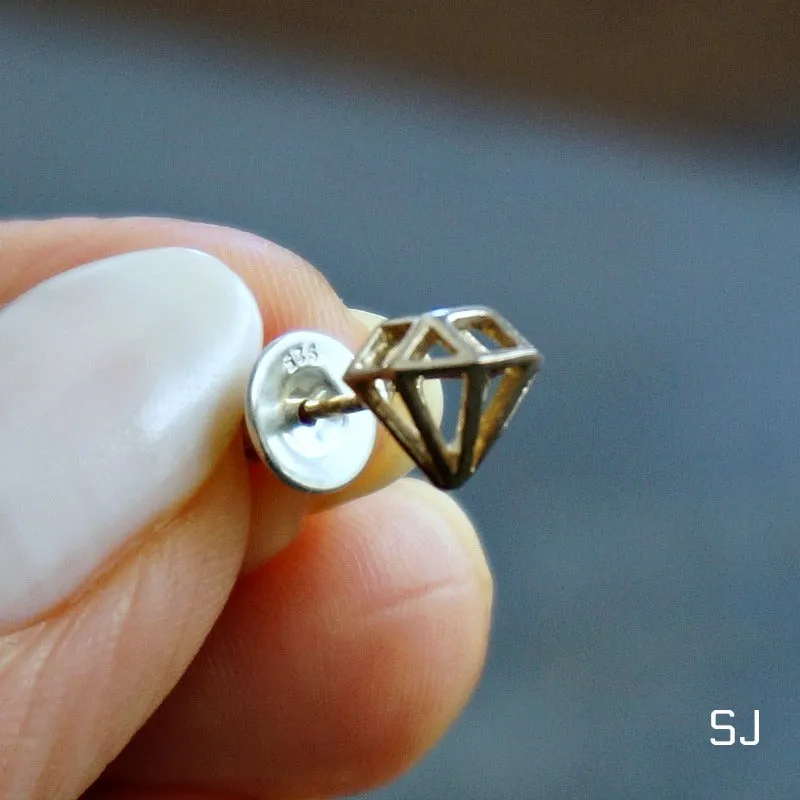 Diamond Silver Stud Earrings