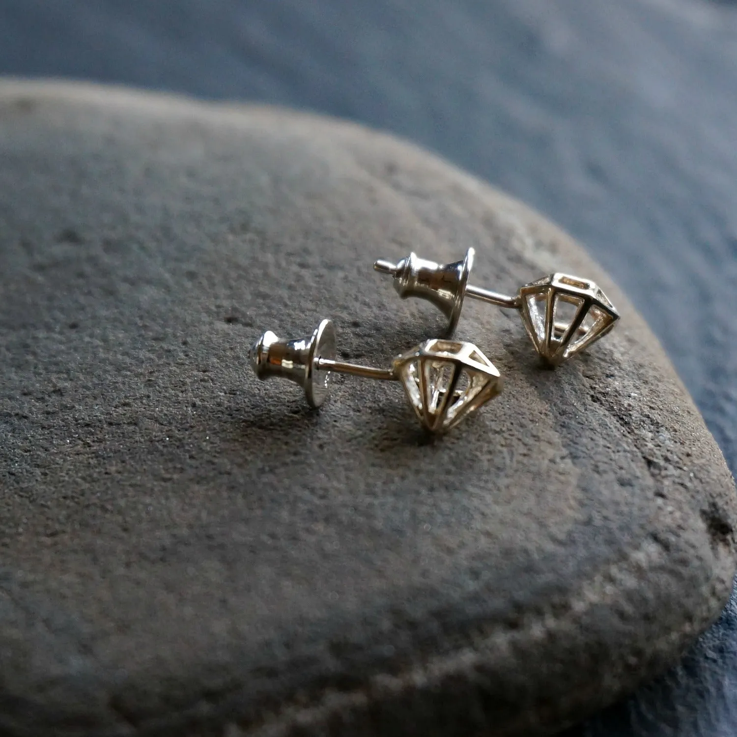 Diamond Silver Stud Earrings
