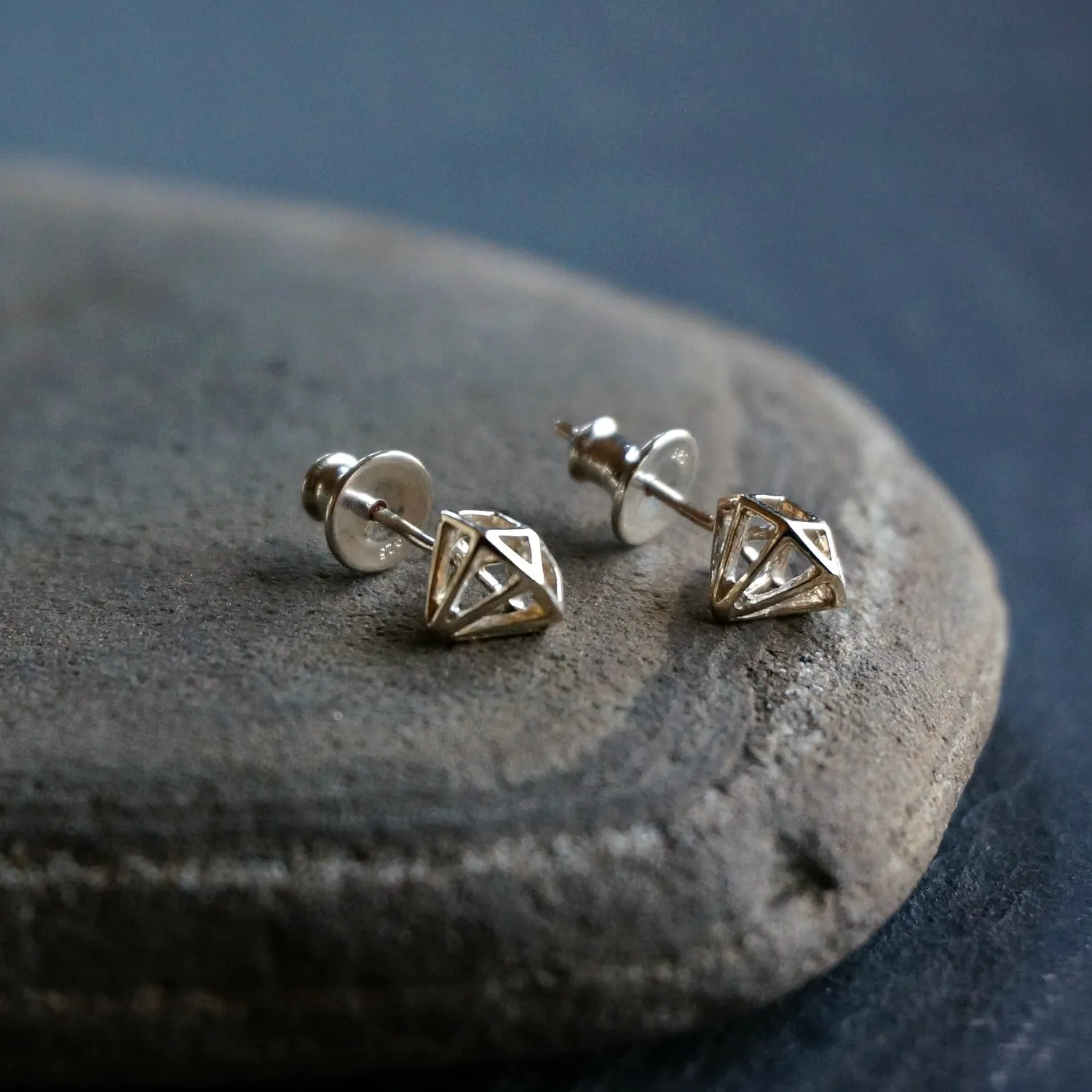 Diamond Silver Stud Earrings