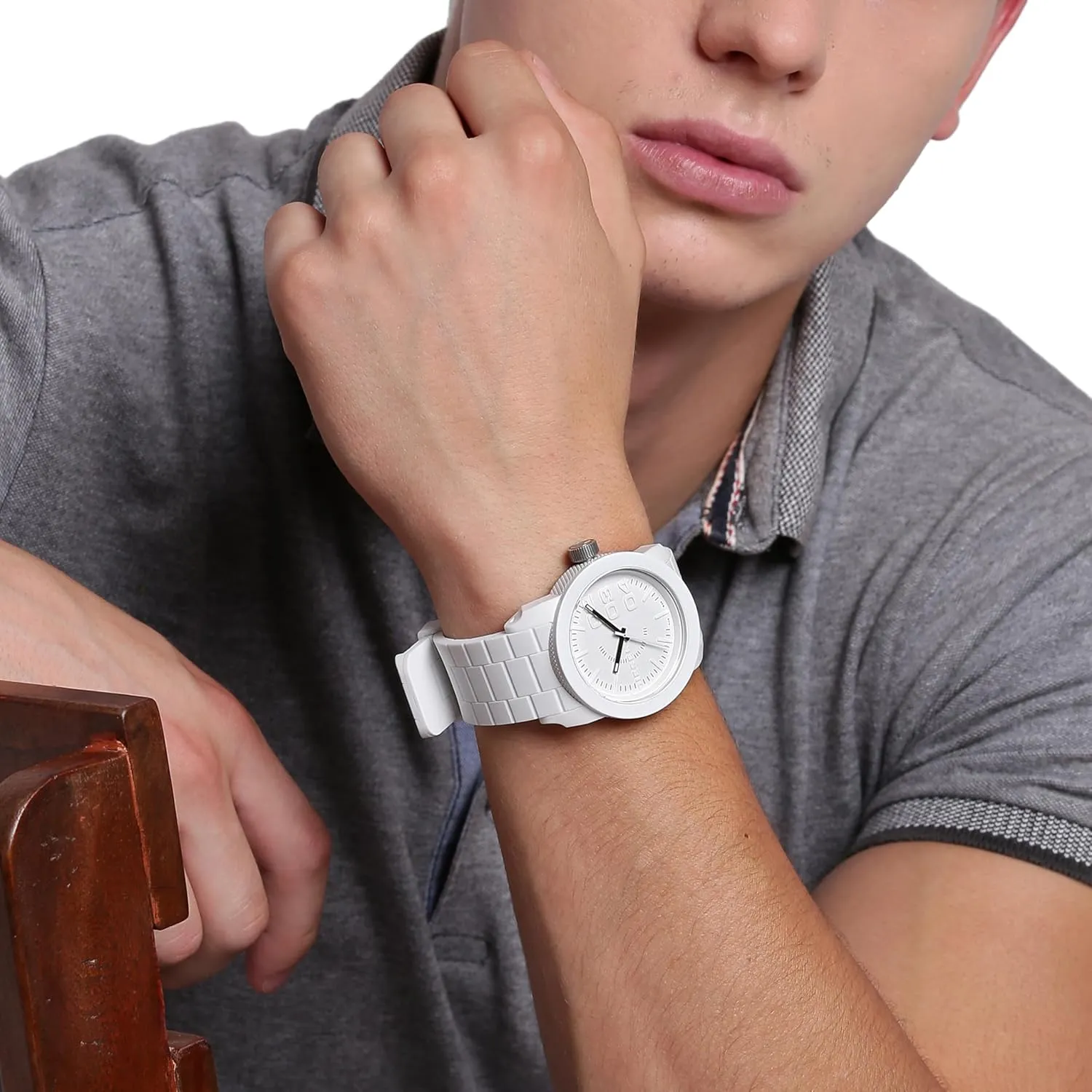 Diesel Double Down White Silicone Men's Watch,