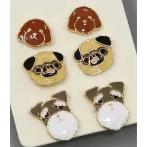 Dog Lover Enamel Stud Earrings Doodle, Pug, Schnauzer