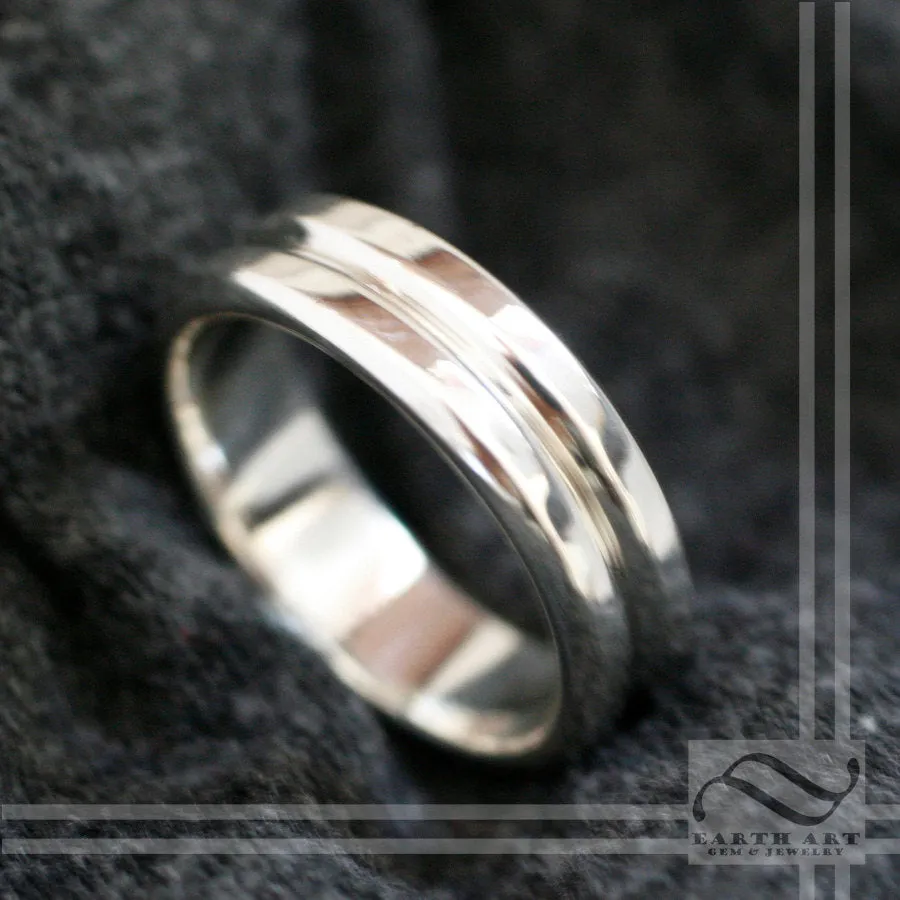 Double Band style Wedding Band - 14k gold white, yellow or rose