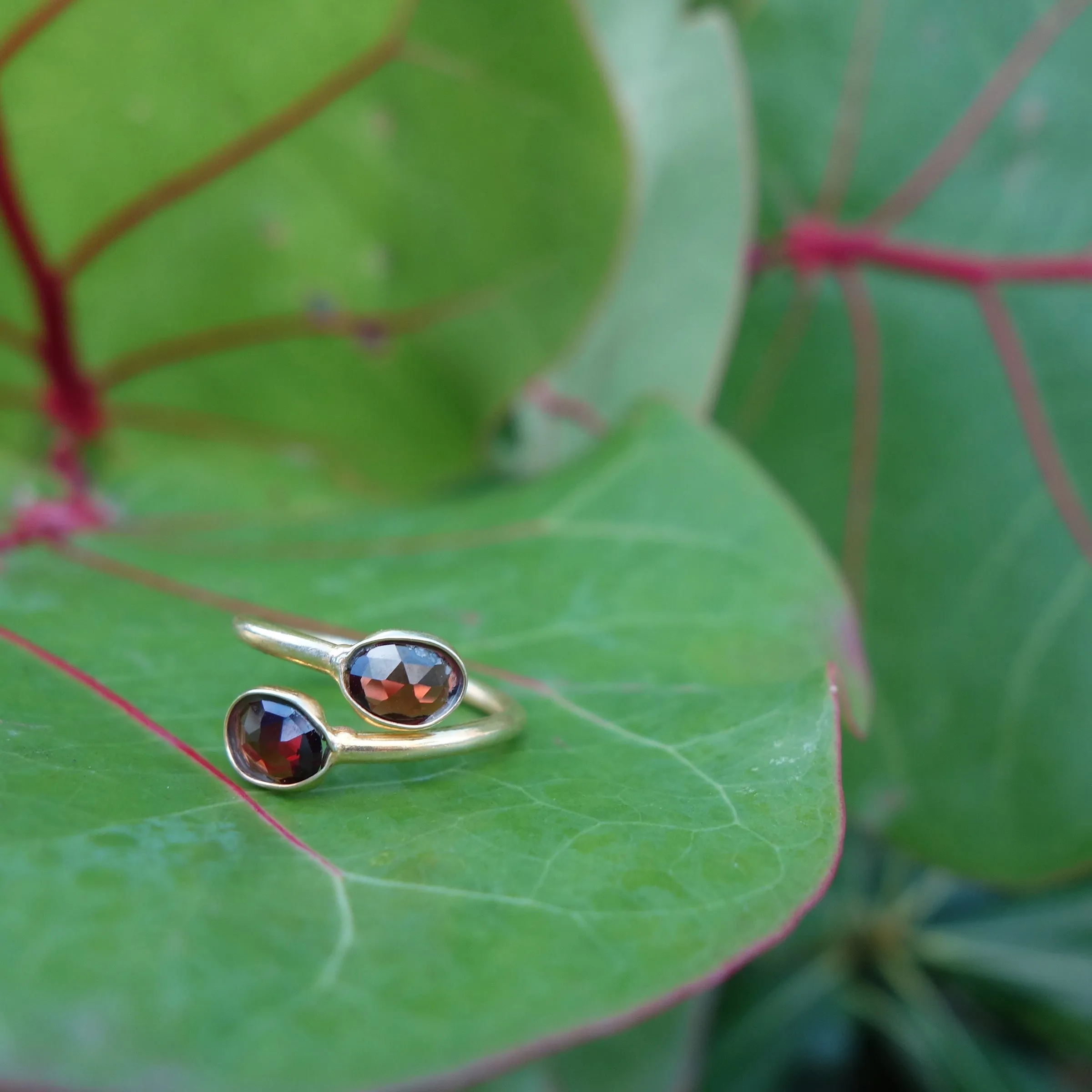 Double Faceted Garnet Ring (adjustable)