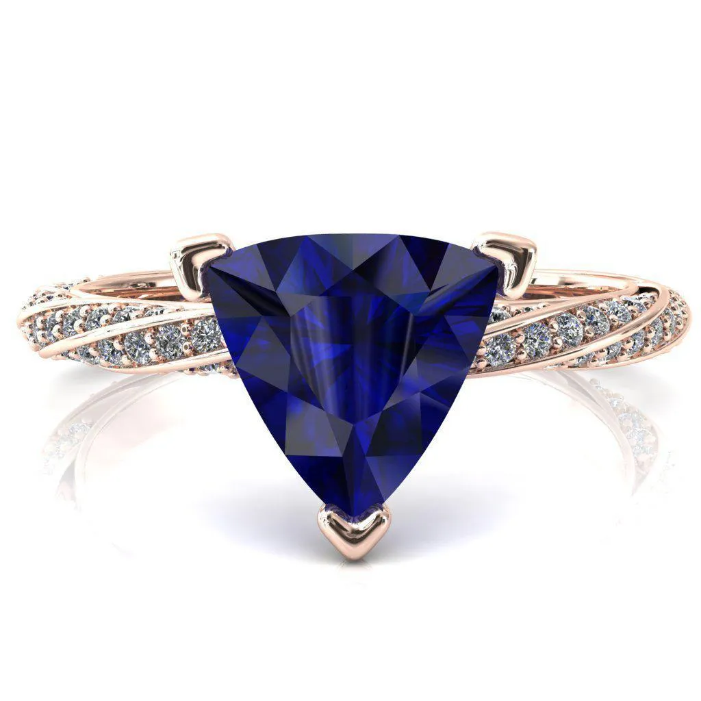Elysia Trillion Blue Sapphire 3 Prong 3/4 Eternity Diamond Accent Ring