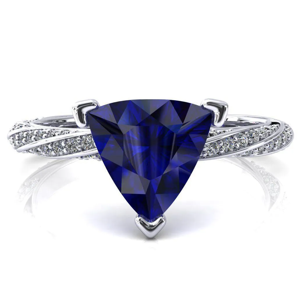 Elysia Trillion Blue Sapphire 3 Prong 3/4 Eternity Diamond Accent Ring