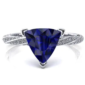 Elysia Trillion Blue Sapphire 3 Prong 3/4 Eternity Diamond Accent Ring
