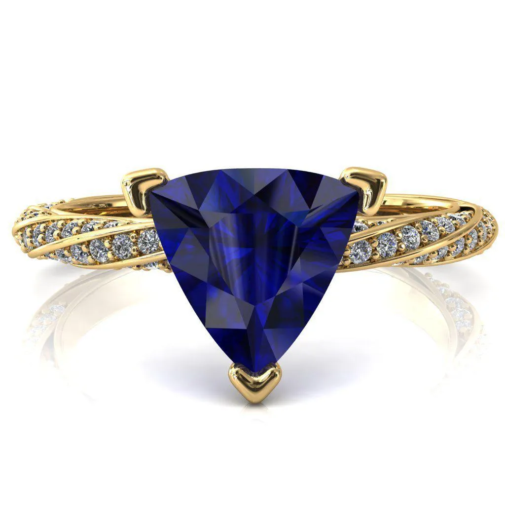 Elysia Trillion Blue Sapphire 3 Prong 3/4 Eternity Diamond Accent Ring