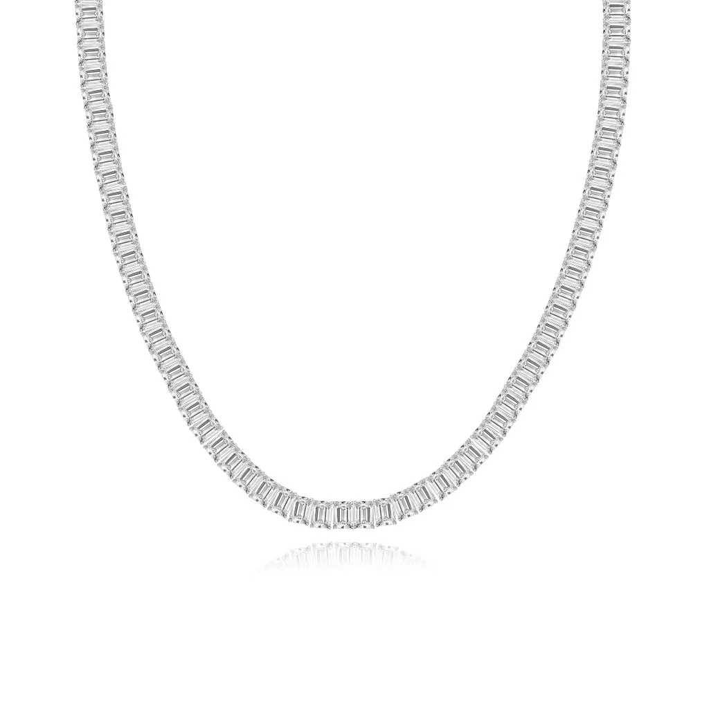 Emerald Cut Diamond Tennis Necklace