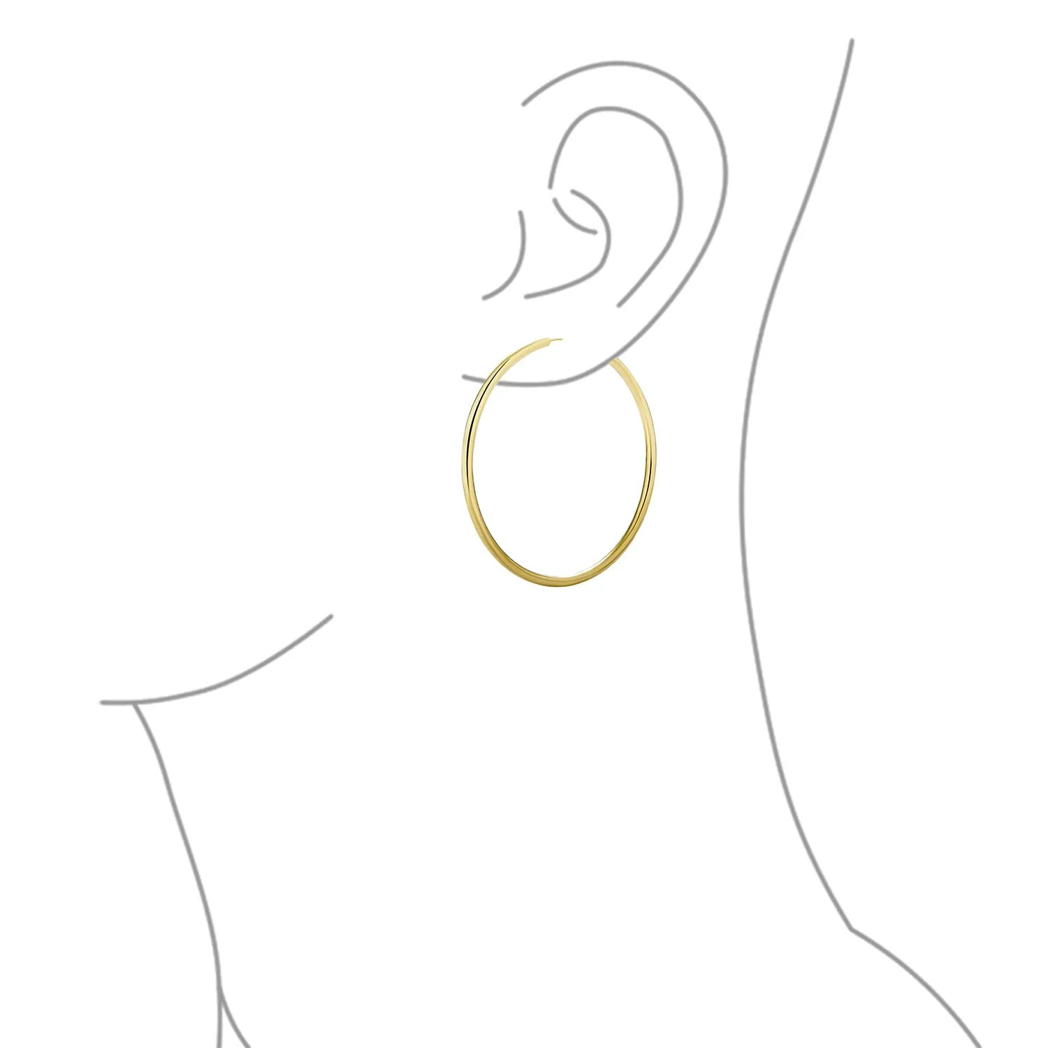 Endless Continuous 3MM Thin Hoop Earrings Gold Plated 1.5 2,2.5 2.75 "
