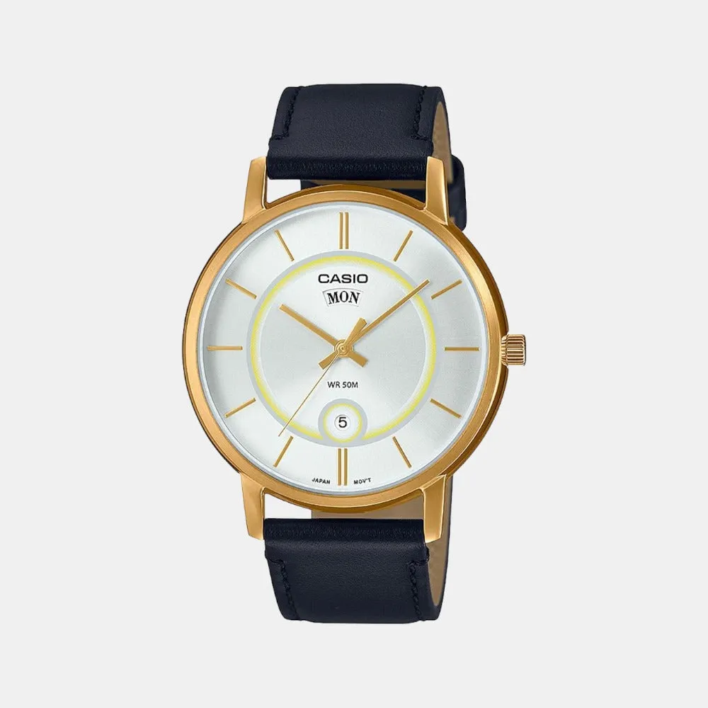 Enticer Men's Analog Leather Watch A2044 - MTP-B120GL-7AVDF