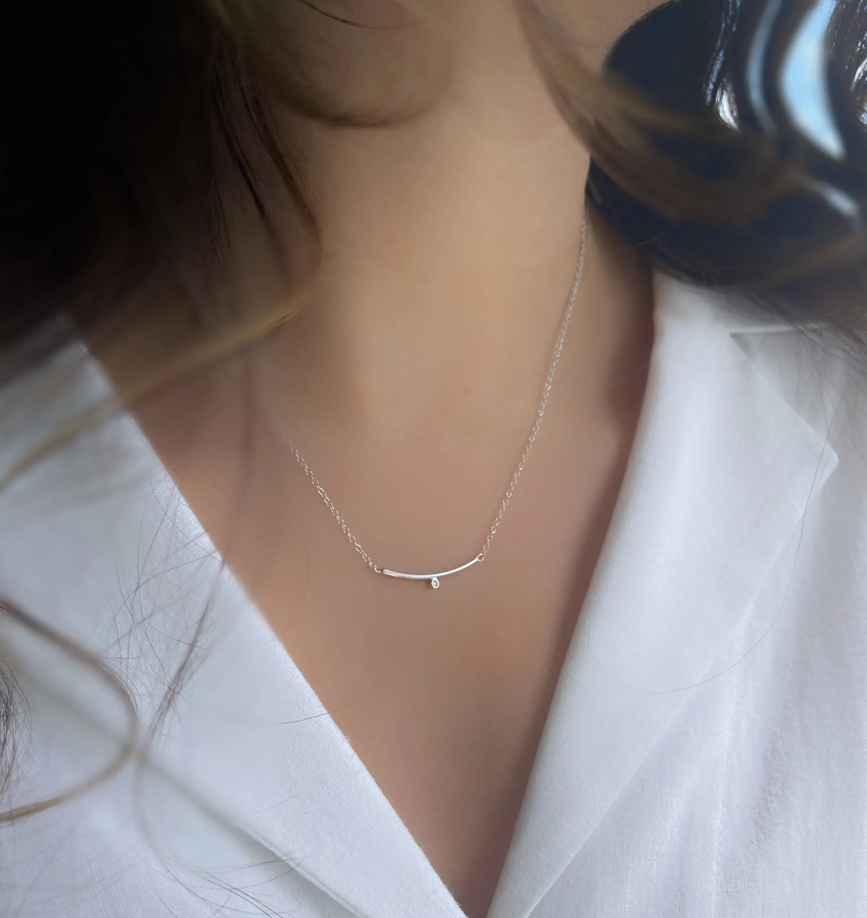 Essential Minimalist Bar Silver Necklace