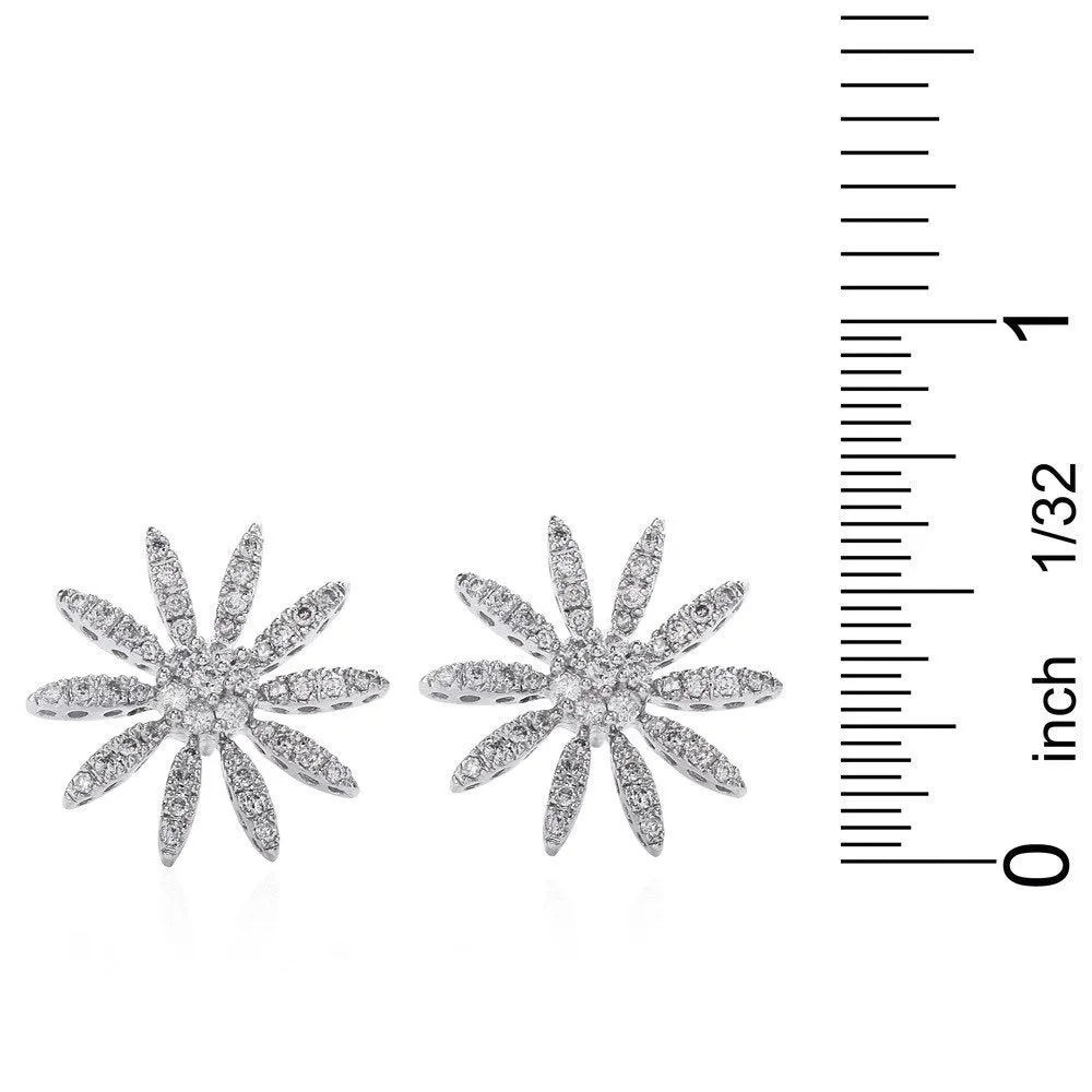 Estate Diamond and White Gold Floral Push Back Stud Earrings