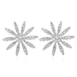 Estate Diamond and White Gold Floral Push Back Stud Earrings