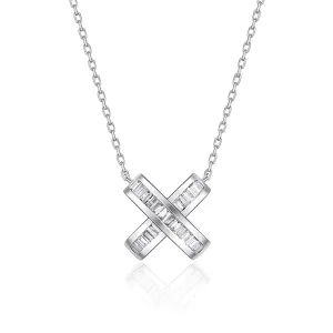 FANCIME Diamond X Cross 18K White Gold Necklace