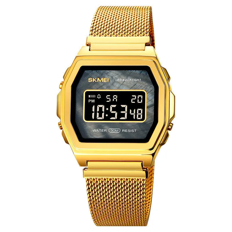 Fashion Cool Multi-function Trend Personality Waterproof Stainless Steel Electronic Watch