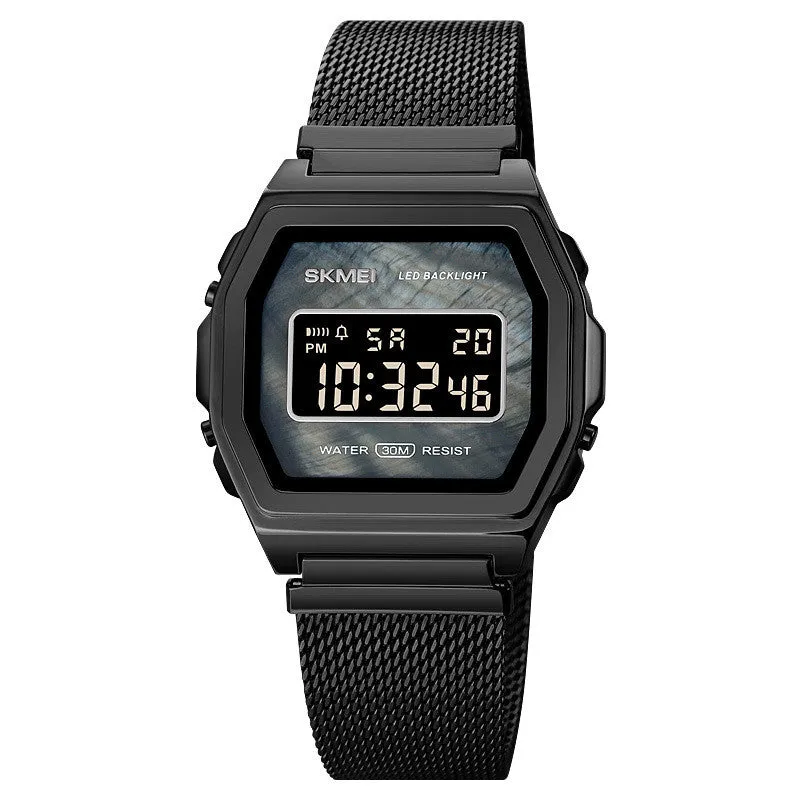 Fashion Cool Multi-function Trend Personality Waterproof Stainless Steel Electronic Watch
