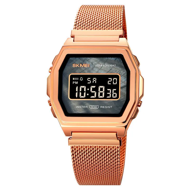 Fashion Cool Multi-function Trend Personality Waterproof Stainless Steel Electronic Watch