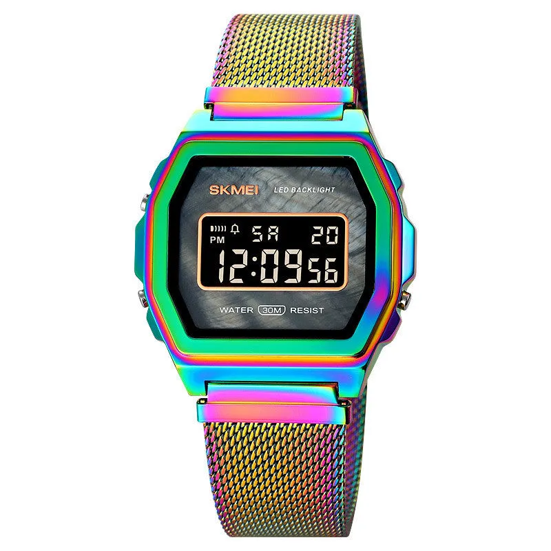 Fashion Cool Multi-function Trend Personality Waterproof Stainless Steel Electronic Watch
