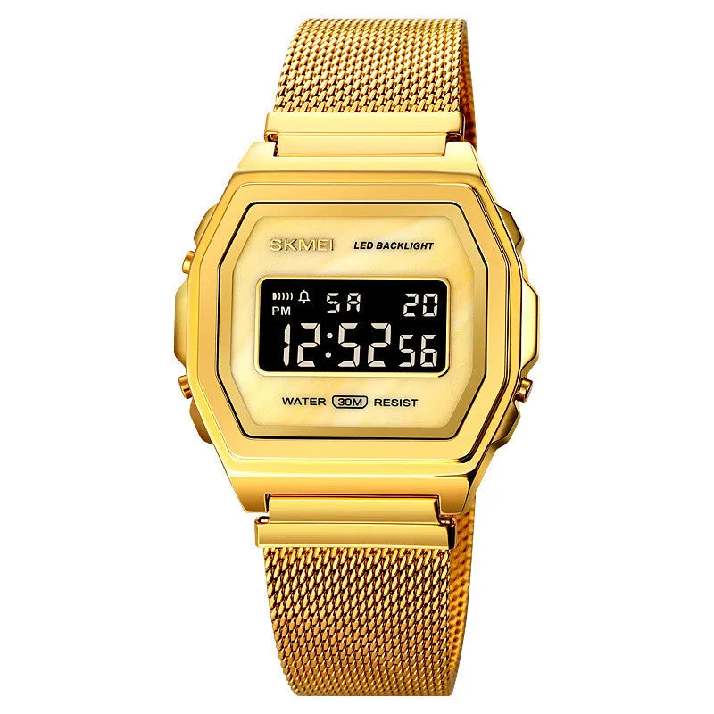 Fashion Cool Multi-function Trend Personality Waterproof Stainless Steel Electronic Watch