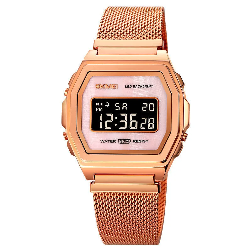Fashion Cool Multi-function Trend Personality Waterproof Stainless Steel Electronic Watch