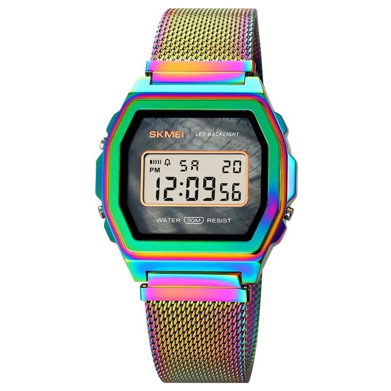 Fashion Cool Multi-function Trend Personality Waterproof Stainless Steel Electronic Watch