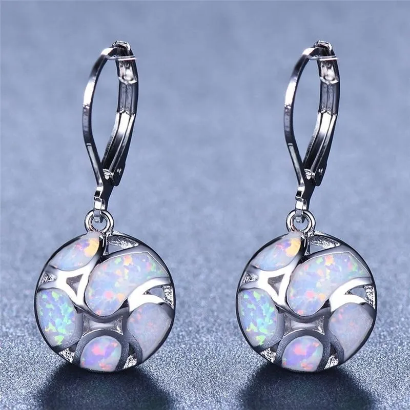 Fashionable Modern Women's Earrings Bohemian Fire Opal Long Elegant Declaration Jewelry