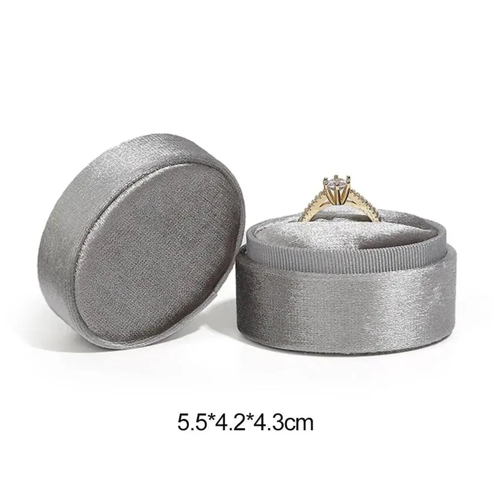 Flannel Jewelry Box Oval Ring Box Simple And Exquisite Velvet Jewelry Box Double Rings Box For Wedding Gift Wrap Packaging Case