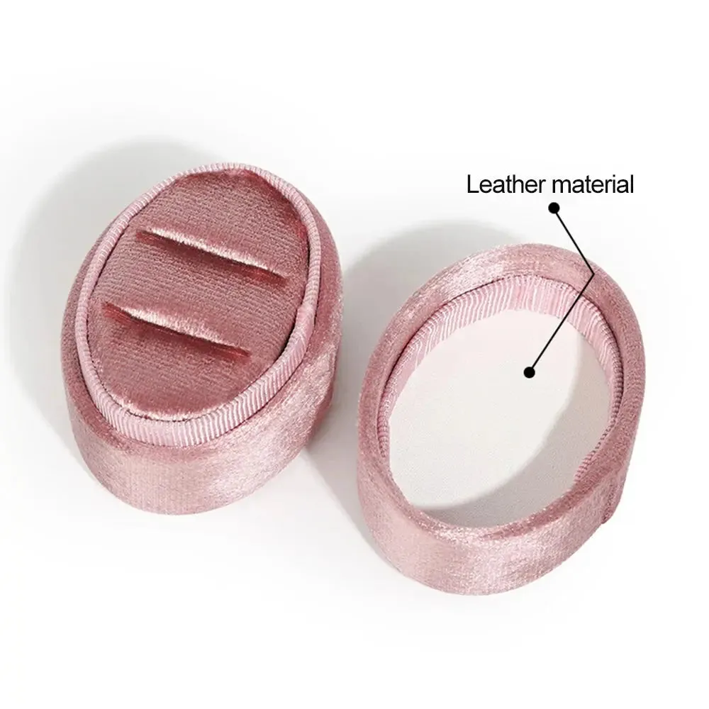 Flannel Jewelry Box Oval Ring Box Simple And Exquisite Velvet Jewelry Box Double Rings Box For Wedding Gift Wrap Packaging Case